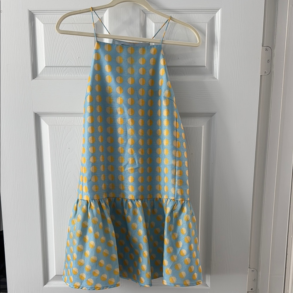 Blue and Yellow Polka Dot Dress